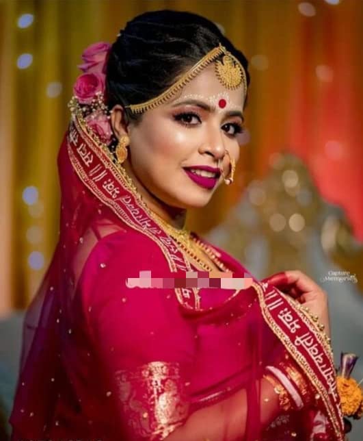 Navti Creations Wedding Bridal Women's Magenta (Pink) Net Dupatta With Sada Saubhagyawati Bhaw Embroidery Border (Full Stone work, 2.25m, 4 side moti lace)