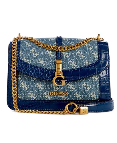 GUESS Women's Blue Cotton Logo Crossbody Bag