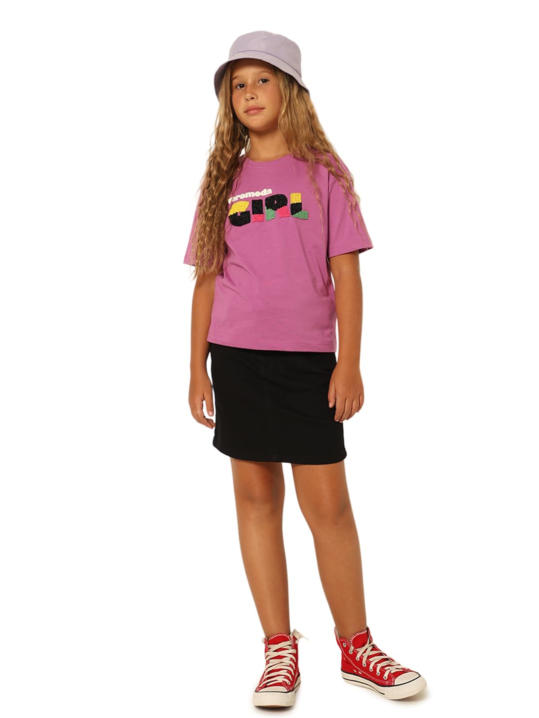 VERO MODA Girls Solid Cotton Thigh Length Black Straight Skirt