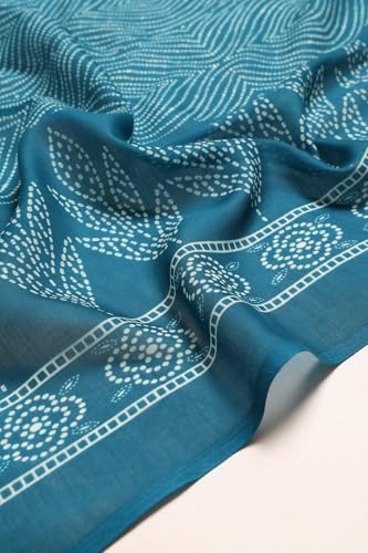Soch Womens Teal Linen Blend Bandhani Salwar Suit With Faux Mirror And Sequins