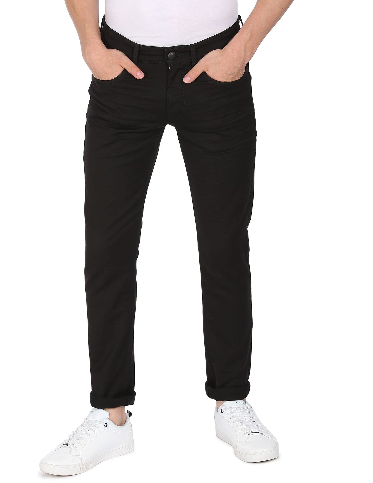 U.S. POLO ASSN. Men's Mid Rise Slim Jeans (UDJEN0469_Black_32)