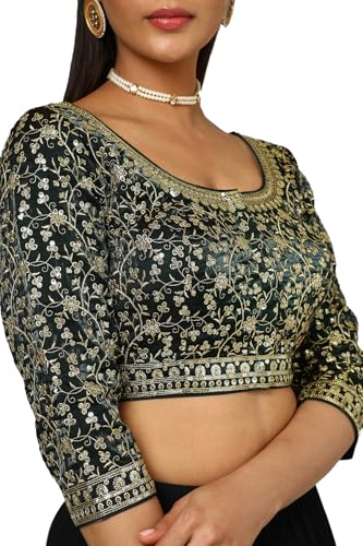 Soch Womens Green Organza Blouse with Sequins