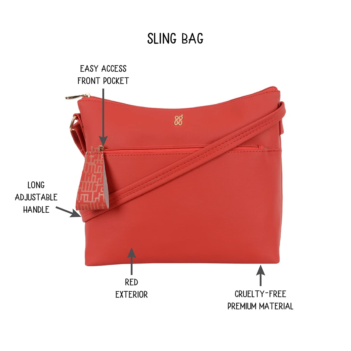 Baggit Women Red Hobo Sling Bag Small Size | Ladies Stylish Casual Cross Body Purse Handbag