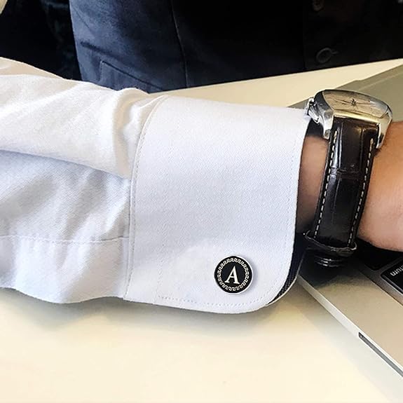 MIAMI Cufflinks for Men Boys Cuff links Formal Stainless Steel Cufflink For Men Alphabet Letters A Birthday Gift Anniversary Husband Cuff Links Cufflinks Set Mens Boys Man Boy Valentine Gifts -M07