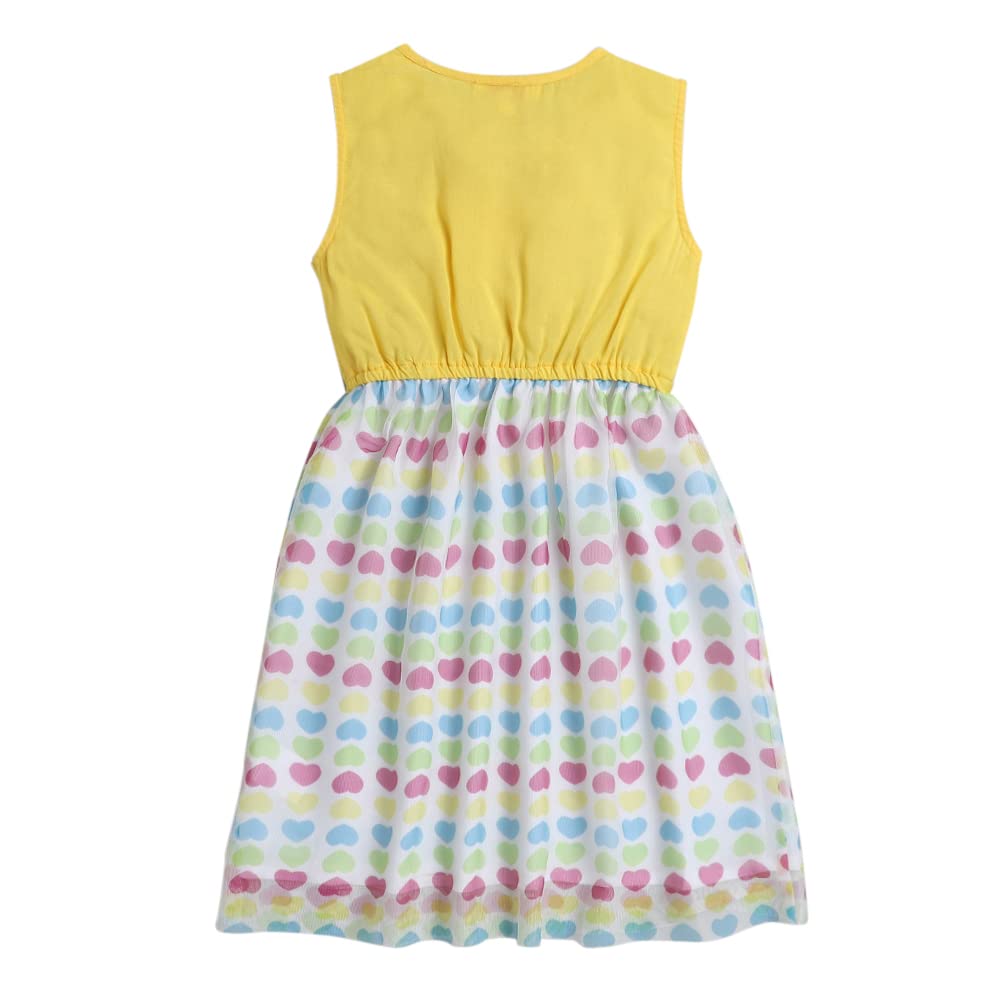 Hopscotch Girls Cotton Geometric Cotton A-line Casual Dresses In Yellow Color For Ages 2-3 Years (HSP-3681747)