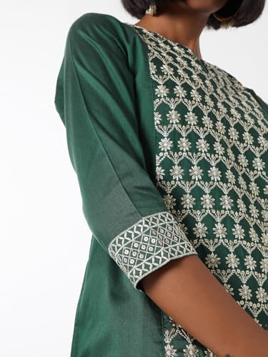 Max Women's Polyester Blend Regular Kurta (PFEKPA25FE_Green
