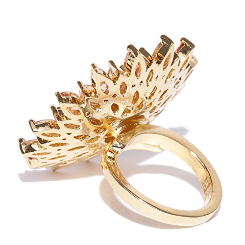 Jewels Galalxy Attractive AAA CZ Delicate Floral Design Gold Plated Traditional Adjustable Zircon Ring for Women/Girls (MYN-RNG-5705)