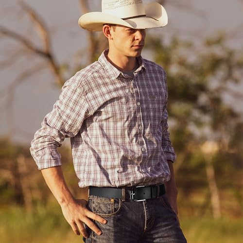 Wrangler Men’s Full Grain Genuine Leather 35mm Thick Casual Belt for Jeans, Pants, 35mm Black, 36 (waist 33-34)