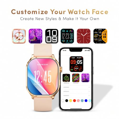 GameSir Sports Edge Smart Watch for Men & Women, 1.88" Full Touch Display, Bluetooth Calling, Fitness Tracking, Message Notifications, Android & iOS Compaatible - (Gold)