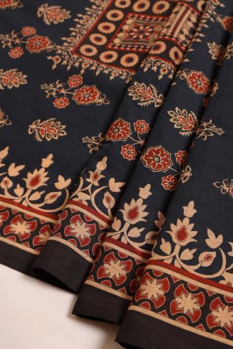 Soch Womens Blue Cotton Ethnic Motifs Printed Salwar Suit