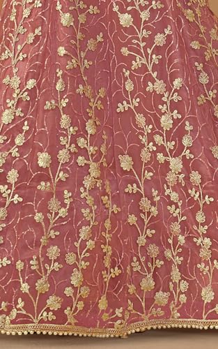 RUDRAPRAYAG Net And Santoon Embroidered Semi Stitched Anarkali Gown With DupattaFor Women