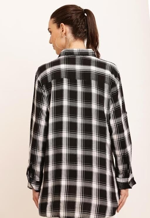Trendy Oversized Tunic Style Shirt for Plus Size Women Black 9XL