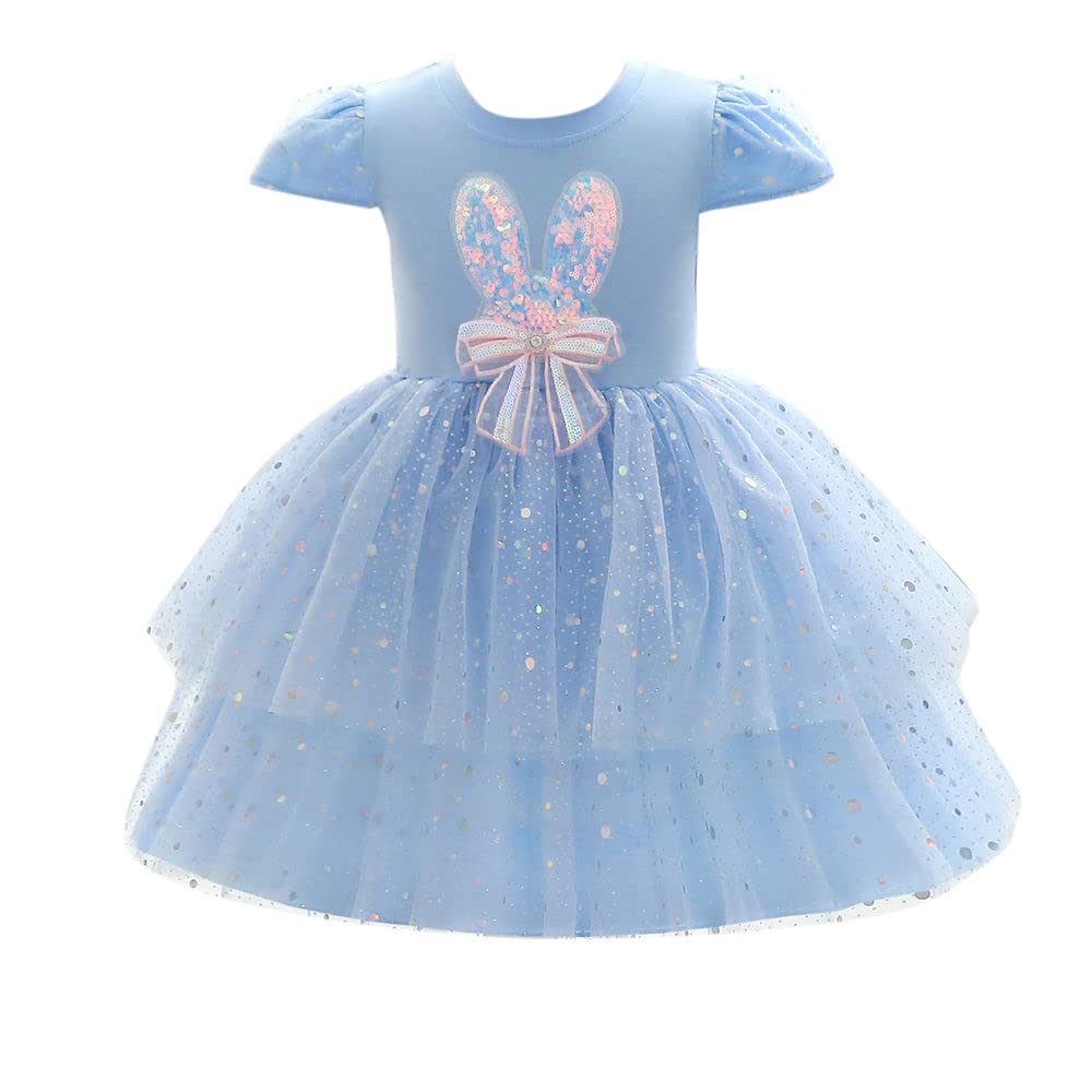 Hopscotch Girls Light Sequin Embellished Party In Blue Color for  Ages 5-6 Years