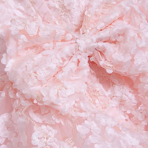 Hopscotch Girls Floral Applique Party Dress in Peach Color for Age (7-8 Years)