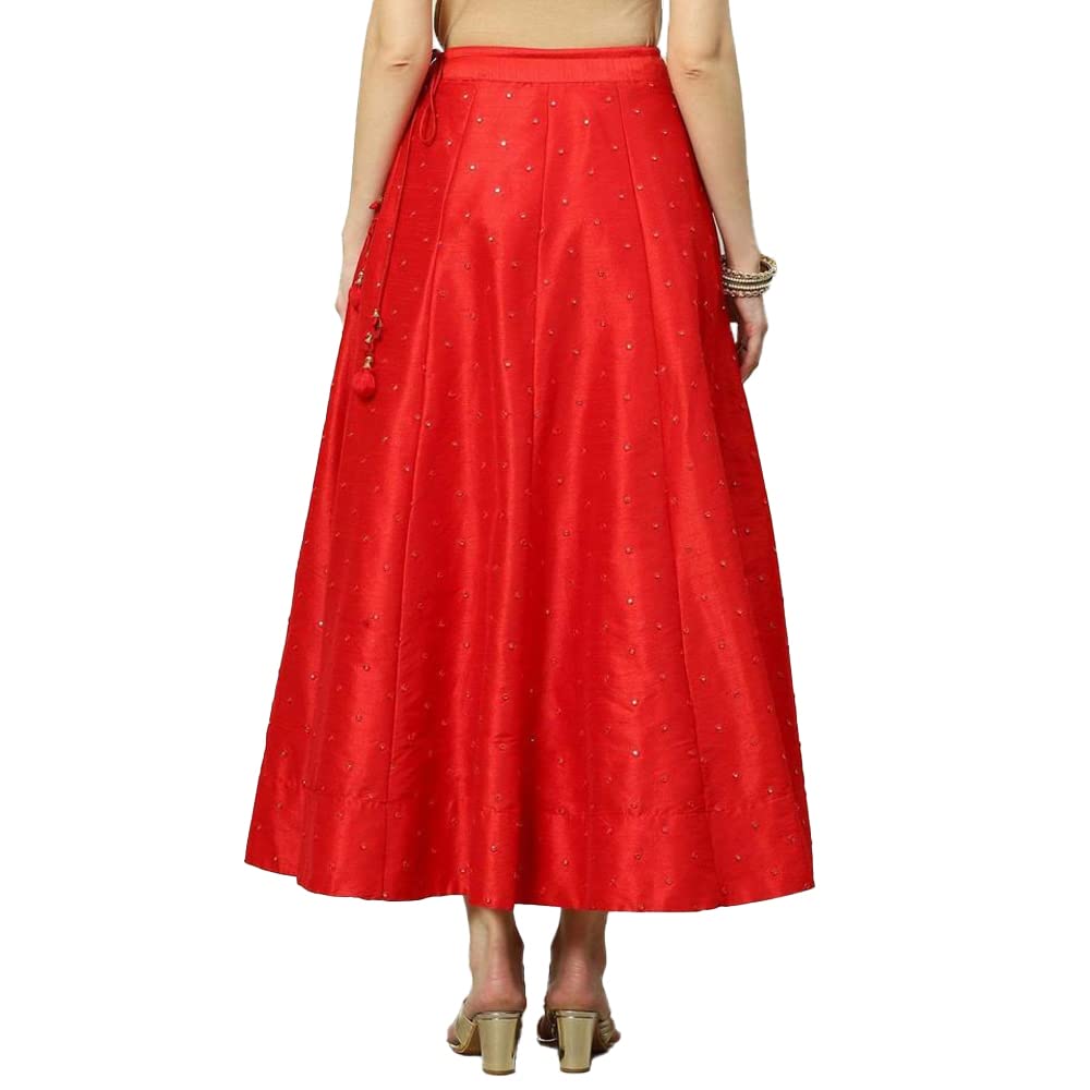 BIBA Women Solid; EMBROIDRED Relaxed Mix and Match(SKIRTS/T18402_RED_XXL)