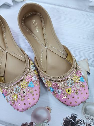 Fulkari Formal Shoes for Women – Elegant & Comfortable Office Wear, Stylish Leather Finish, Cushioned Insole, Ideal for Work, Business Meetings & Formal Events (Pink Gold,Size-5)