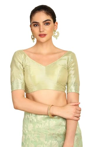 Soch Womens Sap Green Floral Jacquard Weave Tussar Saree
