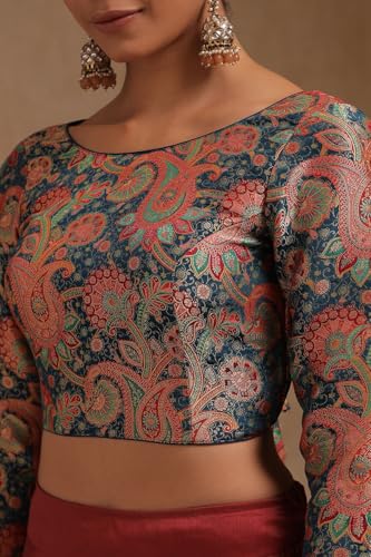 Soch Womens Blue Tussar Paisley Print Padded Blouse