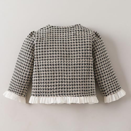 Hopscotch Girls Full Sleeves Black Textured Ruffled Jacket For Ages(5-6 Years)