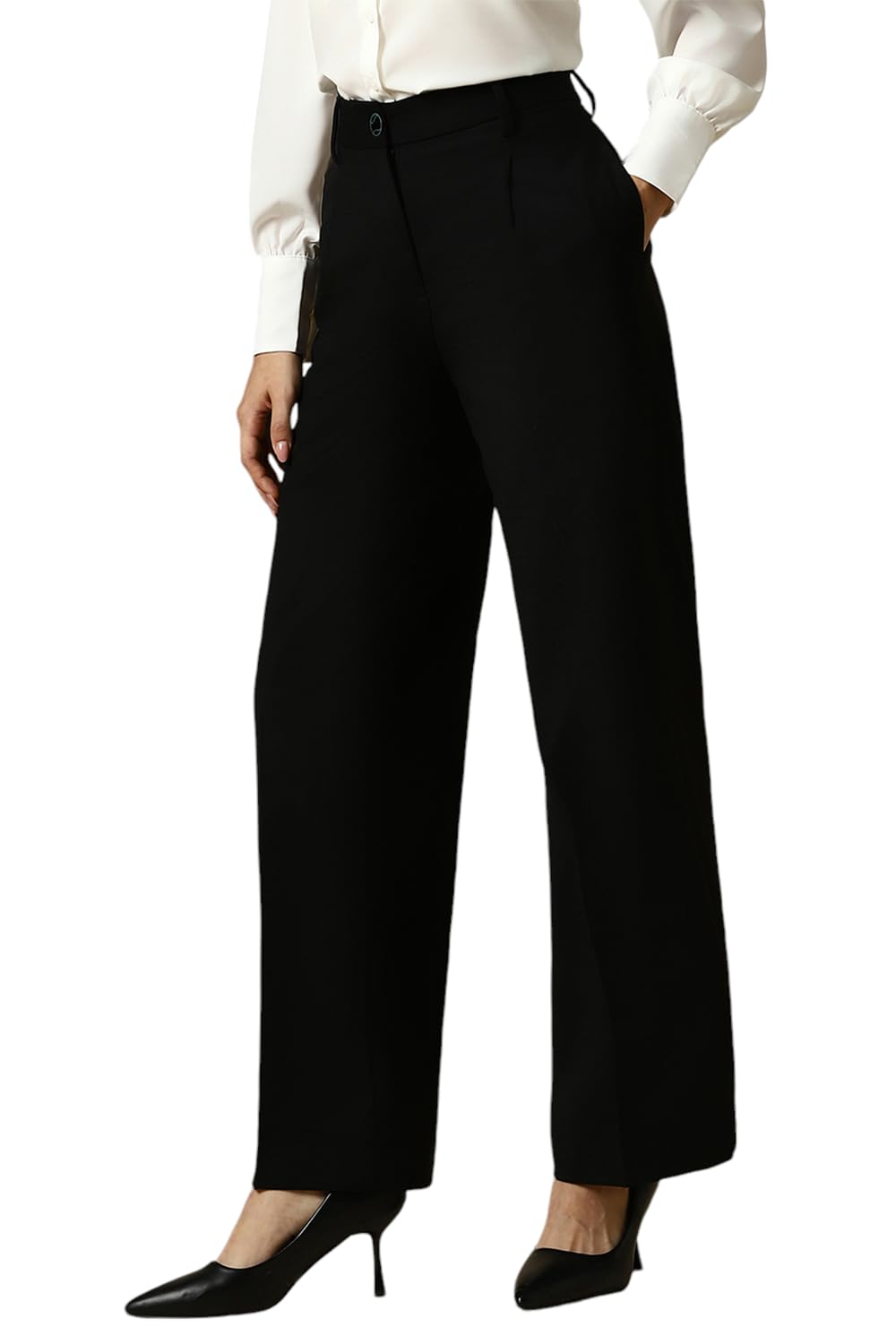 Allen Solly Women's Regular Casual Pants (AHTPEPZPN69386_Black