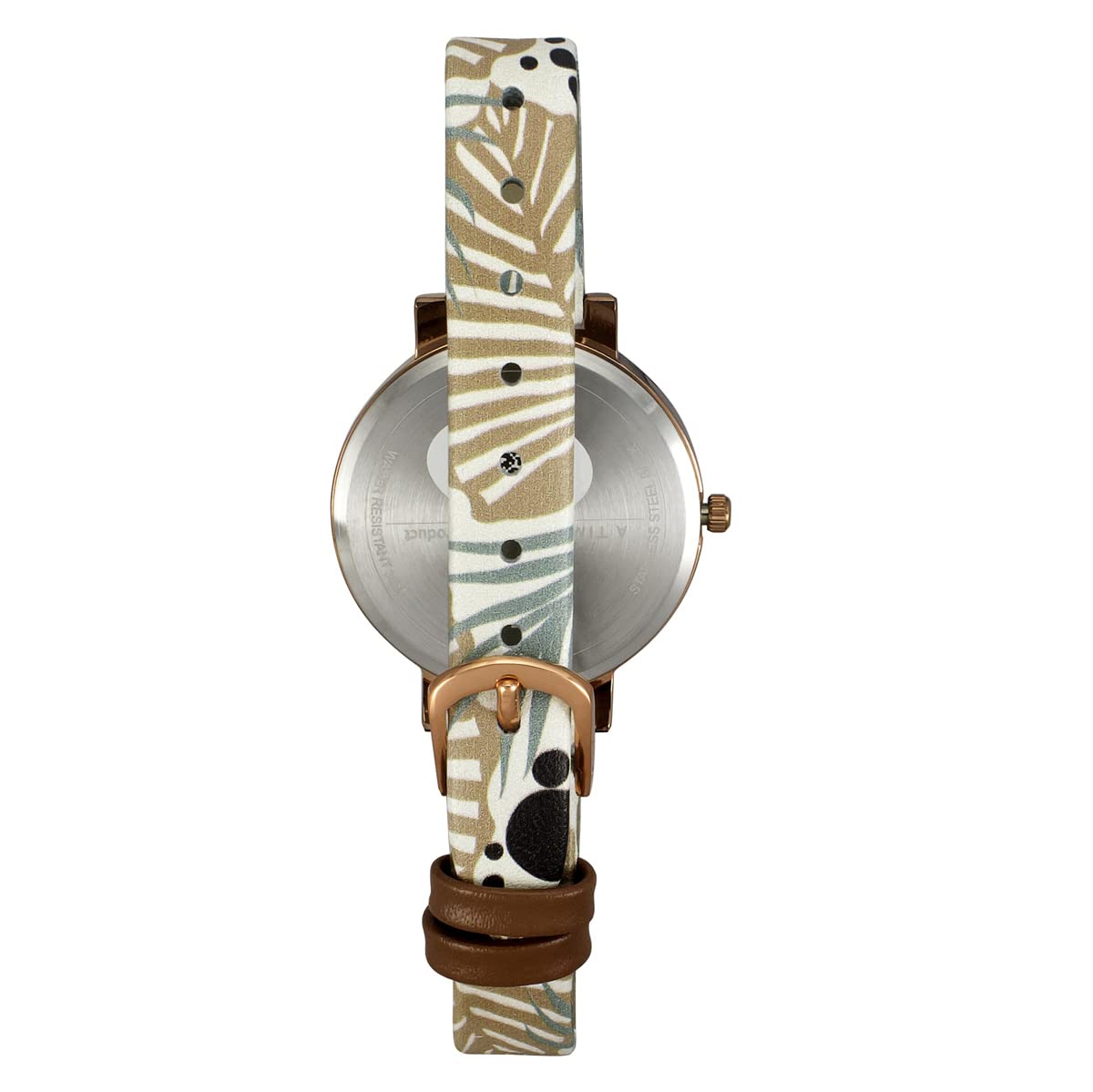 Helix by Timex Analog Watch for Women with Rose Gold Round Dial & Printed Leather Strap Band Water Resistant Women's Wrist Watches - TW041HL15