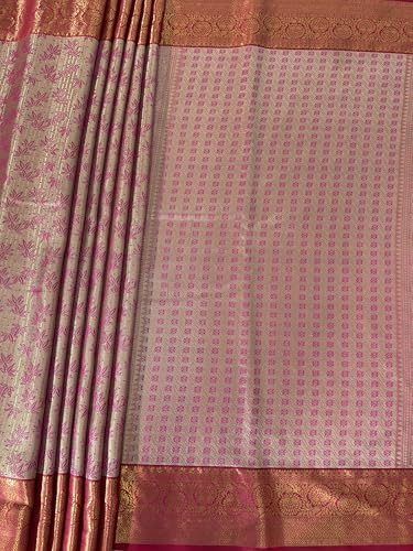MIMOSA Women’s Rani Pink Art Silk Saree Woven with Zari Tissue | Kanjivaram Style Saree | Rich Pallu & Tassels | 6.2 Mtr