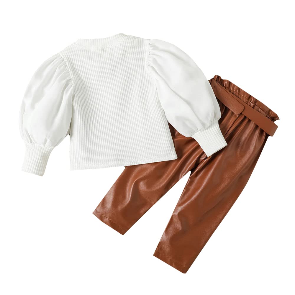 Hopscotch Girls Solid Top Pant Set In White Color for Ages 5-6 Years