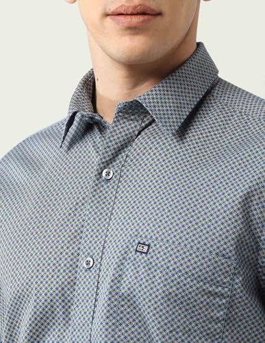 Arrow Sports Men's Geometric Regular Fit Shirt (ASAJSH1745_Teal