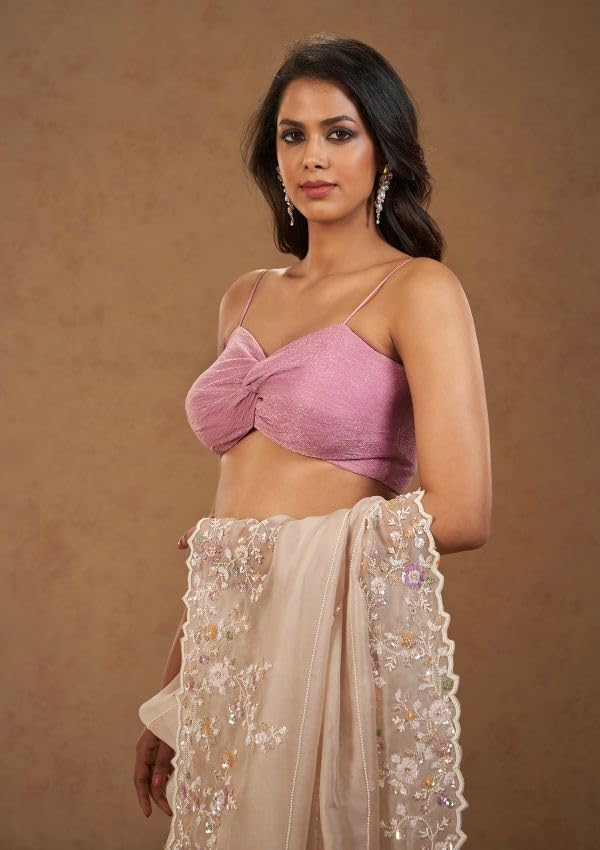 Salwar Studio Onion Pink Knotted Readymade Blouse- Pack of 1.