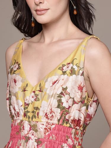 Label RITU KUMAR Peach Miara V Neck Long Dress