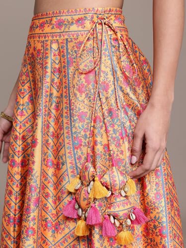 Aarke Ritu Kumar Yellow Fern Square Neck Blouse With Lehanga And Dupatta