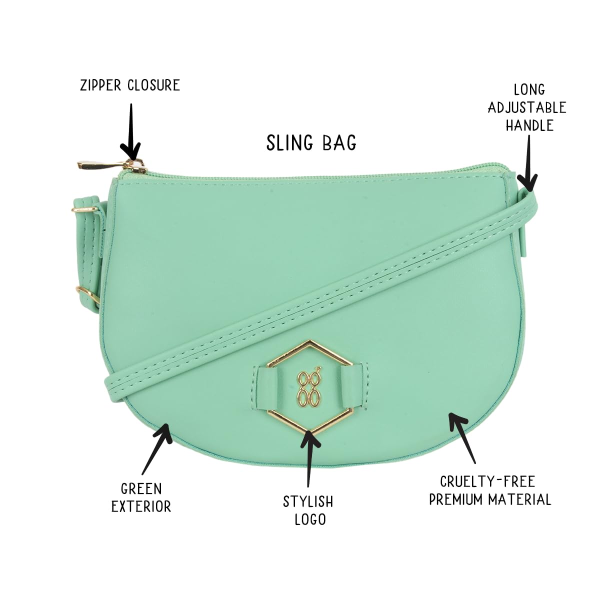 Baggit Women Green Saddle Sling Bag Xxs Size | Ladies Stylish Casual Cross Body Purse Handbag