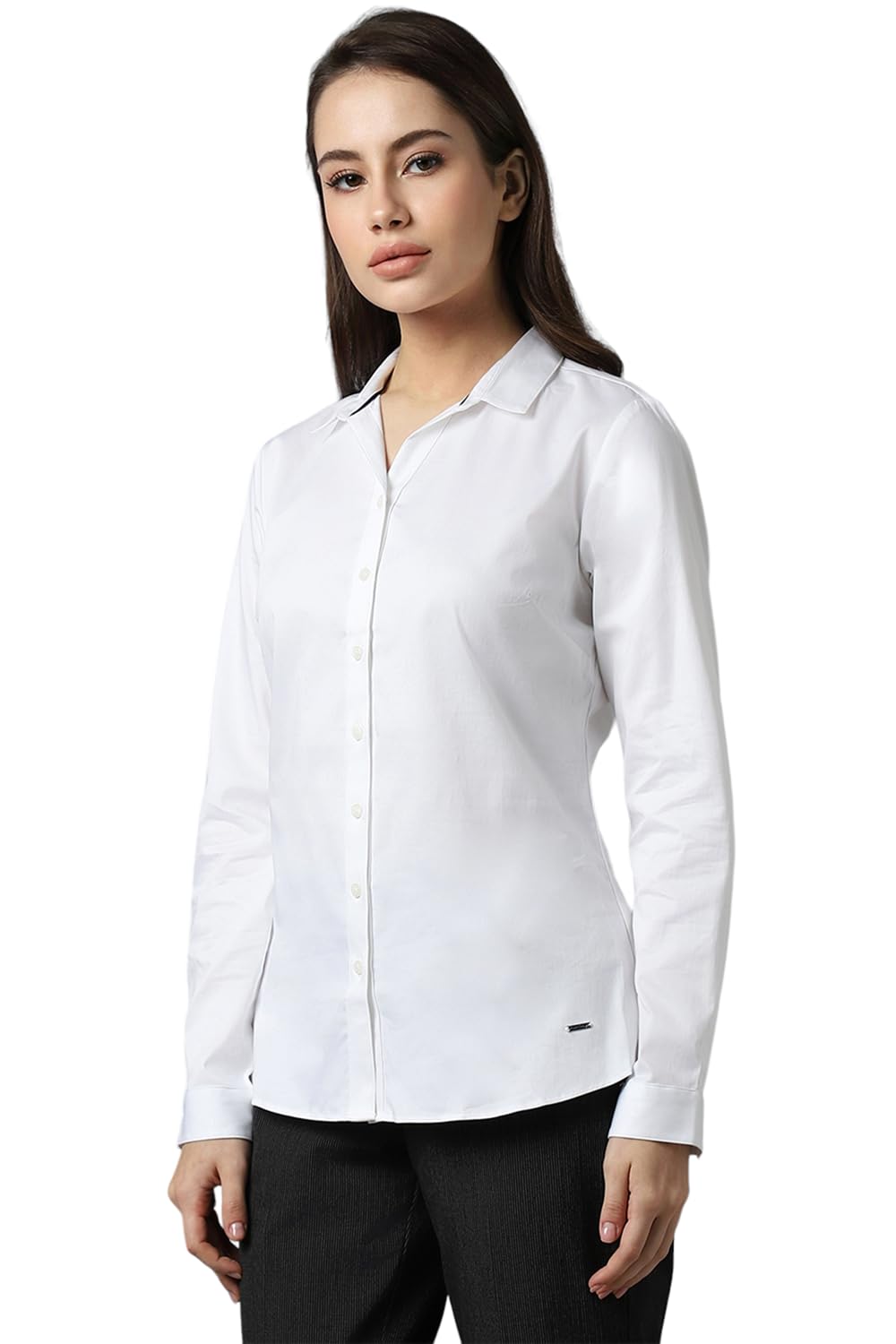 Allen Solly Women's Solid Regular Fit Shirt (AHSFCRGFT80330_White