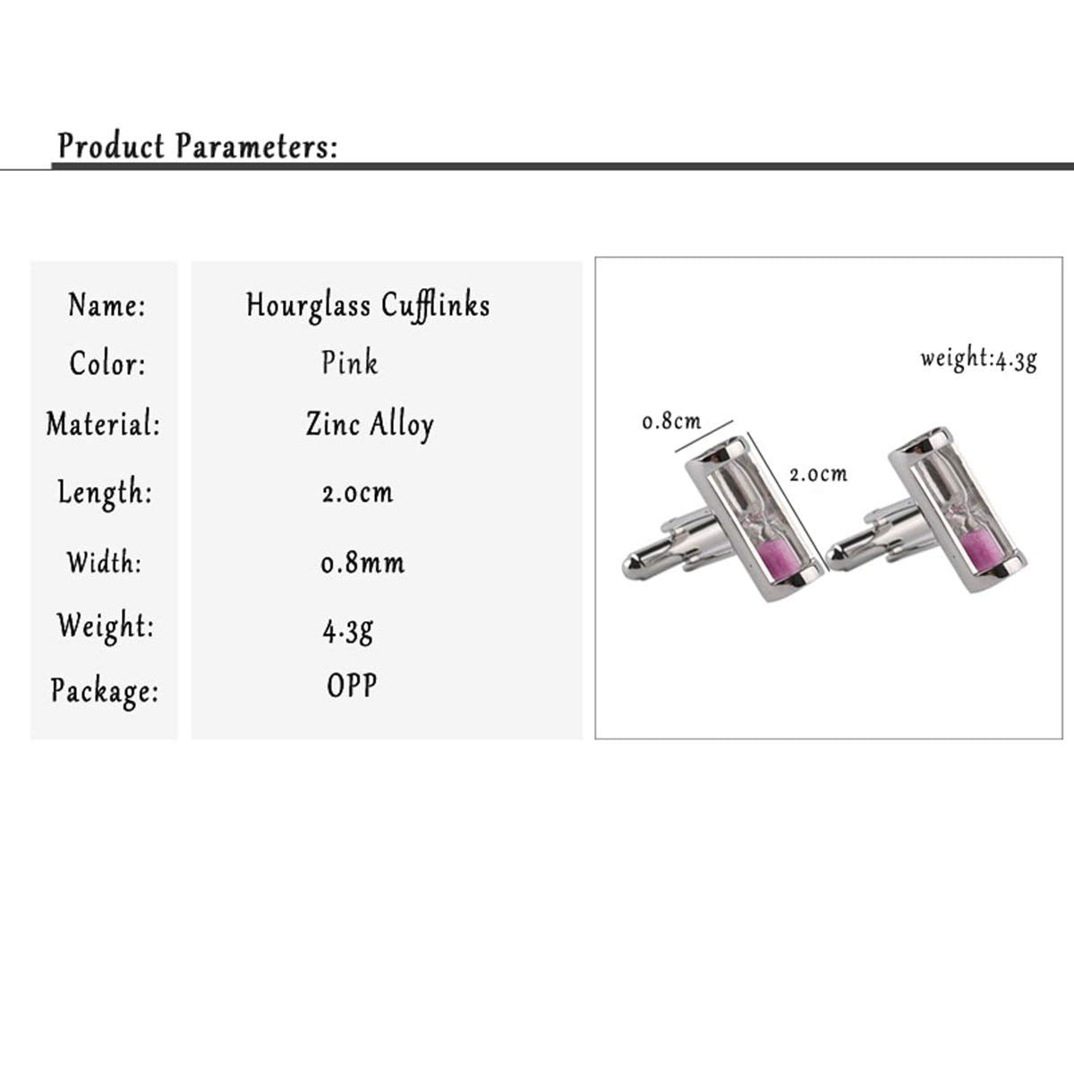 Zivom® Sand Timer Hour Glass Vintage Pink Silver Brass Office Formal Shirt Blazer Cufflinks Pair Men Gift Box