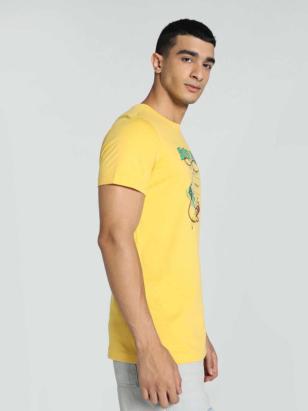 Puma Men's Graphic Print Slim Fit T-Shirt (676037_Mustard Seed-White
