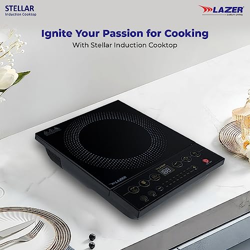 Lazer Stellar Induction Cooktop With Auto Power Saving And Wide Voltage Protection | Digital Display| 2000 Watt ( Black), Sealed