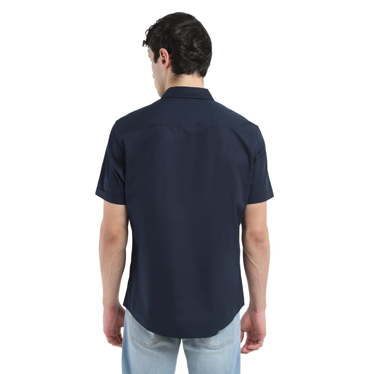 Levi's Men's Cotton Spread Collar Slim Fit Solid Shirts Navy, Large