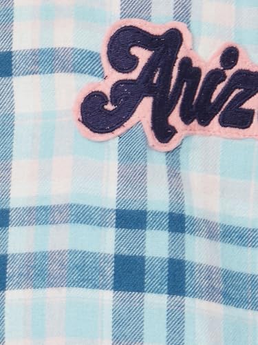 Girls Applique Checked Regular Fit Shirt (Blue_12-14 Y)