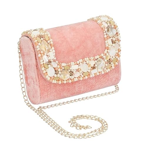 aiZ Bridal Accessories Clutch Purses for Women Handmade Wedding Evening Handbags Elegant Party Bridal Clutch for all occasions (Pink)