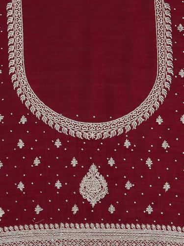 MOHEY Women's Wine Silk Saree with Stone Work with Blouse Piece (Wine)