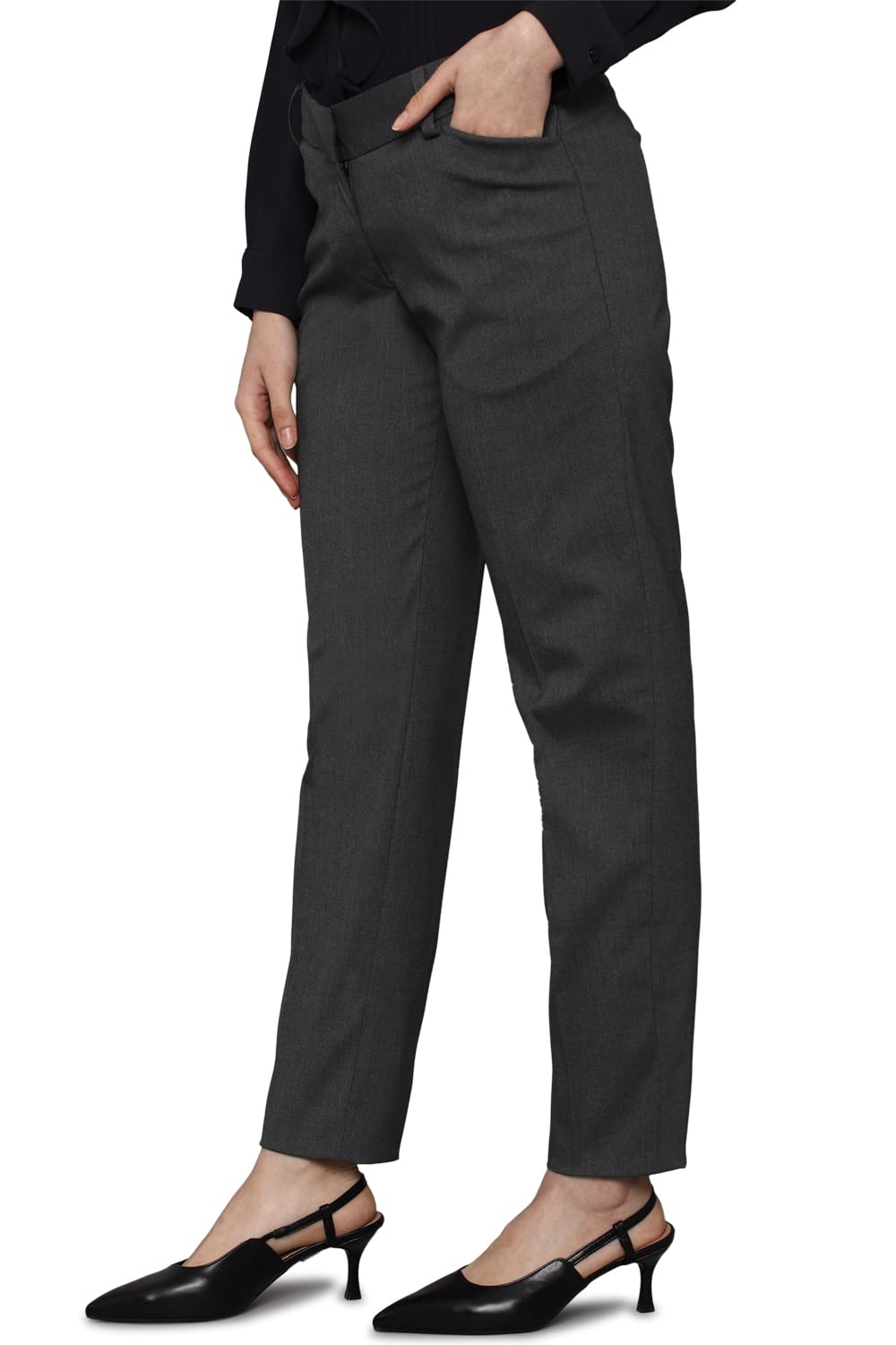 Allen Solly Women's Regular Pants (Grey) - SaumyasStore