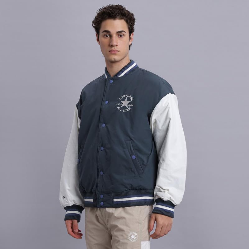 Converse Men Navy Varsity Graphic Bomber Jacket