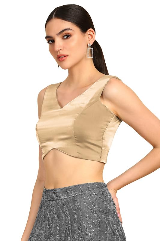 Soch Womens Beige V-Neck Princess Line Tissue Padded Blouse