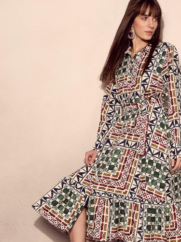 VERO MODA Women's Fit and Flare Multicolor Dress