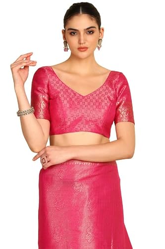 Soch Womens Fuchsia Ethnic Motifs Woven Design Zari Silk Blend Saree