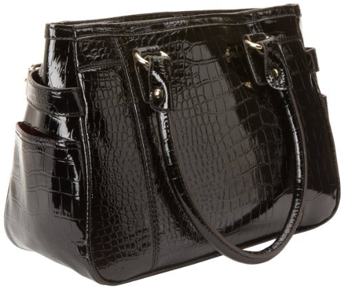 Anne Klein Croco Luxe Satchel, Black, One Size