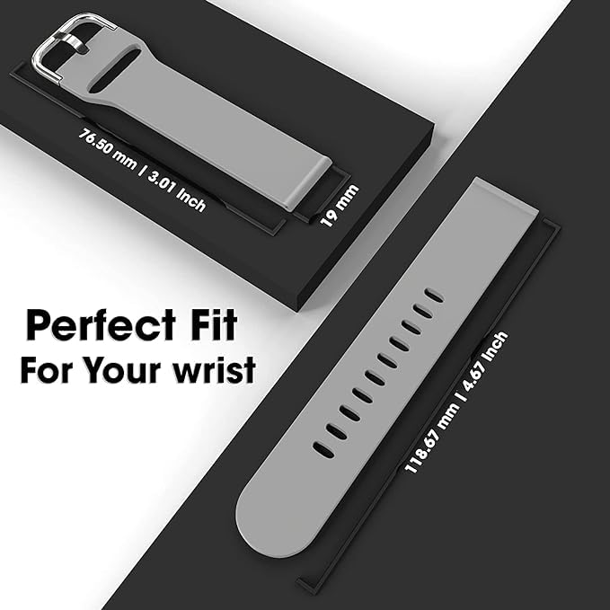 Sounce Silicone 19mm Replacement Band Strap with Metal Buckle Compatible with Boat, Fire Boltt, Noise, Dizo, Beatxp, Fast-Track, Ptron, Amazfit & Other 19mm Smart Watch (Pack of 3)