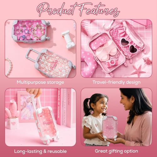 Princess By RENEE Trolley Bag for Kids & Preteens | Multipurpose Storage Kit for Personal Care Products, Jewellery, Stationery | Travel-Friendly Design | 1 Unit