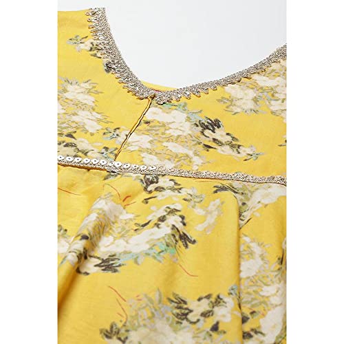 BIBA Cotton Girl Printed Relaxed Kid Salwar Suit Set (KW5085_YELLOW_5)