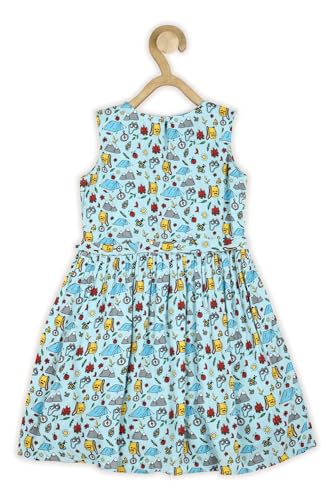Allen Solly Girl's Polyester Blend Modern Knee-Length Dress (AGDRERGFQ17377_Blue